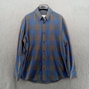 Mizzen+Main Shirt Mens Medium Blue Gray Buffalo‎ Check Button Down Standard Fit